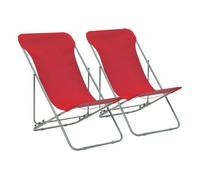 Vidaxl sillas de playa plegables 2 unidades acero y tela oxford roja