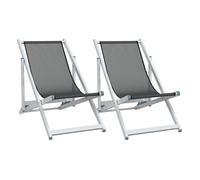 Vidaxl sillas de playa plegables 2 unidades aluminio y textilene gris