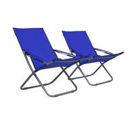 Vidaxl sillas de playa plegables 2 unidades tela azul