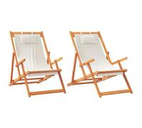 vidaXL Sillas de Playa Plegables 2 Unidades Tela Color Crema