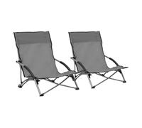Vidaxl sillas de playa plegables 2 unidades tela gris