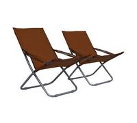 Vidaxl sillas de playa plegables 2 unidades tela marrón