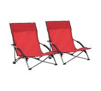 Vidaxl sillas de playa plegables 2 unidades tela rojo