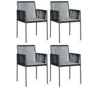 vidaXL Sillas de jardín 4 uds ratán PE con cojines negro 54x60,5x83,5 cm