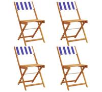 vidaXL Sillas jardín reclinables 4 uds Madera Maciza Tela Azul Blanco, Asiento de jardín, Asientos al Aire Libre, Silla de Exterior