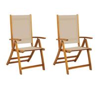 vidaXL Sillas de jardín Plegables 2 uds Madera Maciza Acacia textileno, Silla de jardín, Asientos de jardín, Silla de Patio, Asiento de jardín