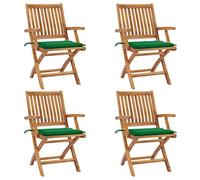 vidaXL Sillas Plegables con Cojines, 4 Unidades, Madera Maciza de Teca.