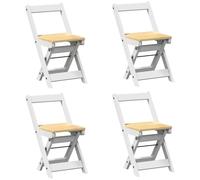 vidaXL Sillas de Comedor Plegables 4 uds Corona Madera Pino Blanco, Silla de Cena, Silla de Cocina, Asiento de Comedor, Silla, Silla de salón