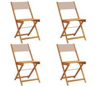 vidaXL Sillas plegables de jardín para exterior Madera maciza y tela taupe 4 uds