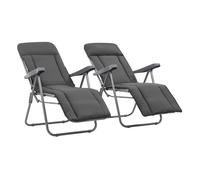 Vidaxl sillas plegables de jardín con cojín 2 unidades gris