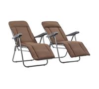 Vidaxl sillas plegables de jardín con cojines 2 unidades marrón