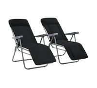 Vidaxl sillas plegables de jardín con cojines 2 unidades negro