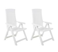 vidaXL 2X Sillas de Jardín Reclinables Tumbona Patio Plegable Exterior Aire Libre Balcón Asiento Decoración Mueble Comedor Restaurante Plástico Blanco