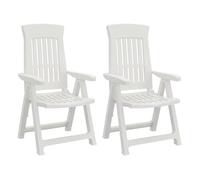 VidaXL - Juego de 2 sillas reclinables de jardín, sillones con respaldo ajustable, asientos plegables, muebles de terraza para patio, blanco PP