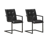 Vidaxl sillas voladizas de comedor 2 unidades cuero auténtico negro