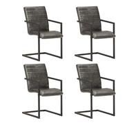 Vidaxl sillas voladizas de comedor 4 unidades cuero auténtico gris