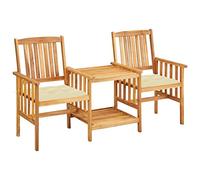 vidaXL Sillas y Mesita de Jardín con Cojines Patio Terraza Balcón Bistró Asiento Sofá Comedor Muebles Mobiliario Madera Maciza Acacia