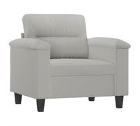 vidaXL Sillón, Asiento con Reposabrazos Respaldo, Sofá de Descanso Relax Televisión, Sillón Tapizado para Salón Hogar, Tela de Microfibra Gris Claro