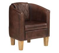 vidaXL Sillón Butaca, Silla con Respaldo Reposabrazos, Sofá de TV Relax Descanso, Asiento Tapizado para Salón Hogar, Cuero Auténtico Marrón Oscuro