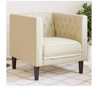 vidaxl Sillón Chesterfield de cuero artificial blanco crema