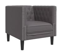 vidaXL Sillón Chesterfield de Cuero Artificial Gris, Silla Chesterfield, sillón, sofá Individual, sillas Chesterfield, sillones, sofás