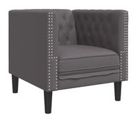 vidaXL Sillón Chesterfield de Cuero Artificial Gris, Silla Chesterfield, sillón, sofá Individual, sillas Chesterfield, sillones, sofás