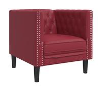 Vidaxl sillón chesterfield de cuero artificial rojo tinto