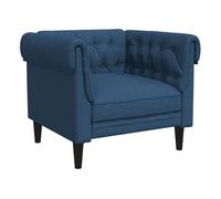 Vidaxl sillón chesterfield de tela azul
