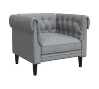 Vidaxl sillón chesterfield de tela gris claro