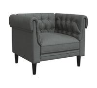 Vidaxl sillón chesterfield de tela gris oscuro