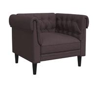 Vidaxl sillón chesterfield de tela marrón oscuro
