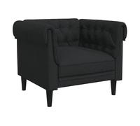 Vidaxl sillón chesterfield de tela negro