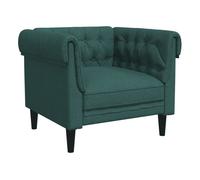 Vidaxl sillón chesterfield de tela verde oscuro