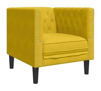 VidaXL Sillón Chesterfield De Terciopelo Amarillo Sofá Individual Para Lectura En Sala De Estar