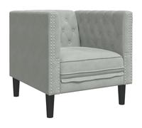 vidaXL Sillón Chesterfield de terciopelo gris claro individual
