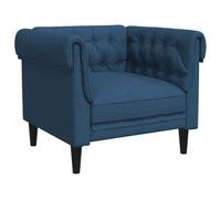 vidaXL Sillón Chesterfield, Silla Tapizada con Respaldo Reposabrazos, Sofá de Relax Descanso Televisión, Asiento para Salón, Tela Azul