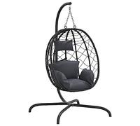 vidaXL Silla Colgante Huevo con cojín Acero ratán sintético Antracita
