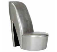 vidaXL Sillón con Forma de Zapato de tacón Cuero sintético Plateado