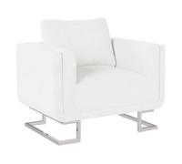 Vidaxl sillón con patas cromadas cuero sintético blanco