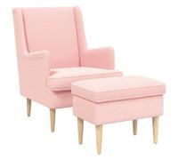 vidaXL Sillón con Pouf 2 uds. Rosa Bouclé