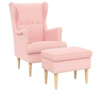 vidaXL Sillón con Pouf 2 uds. Rosa Bouclé