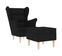 Vidaxl sillón con reposapiés de tela negro