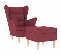 vidaXL Sillón con reposapiés de Tela Rojo Tinto, butaca, sillón de salón, Silla sofá, Silla de Relax, Silla de salón, Silla de Dormitorio
