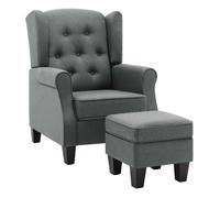 Vidaxl sillón con reposapiés tela gris claro