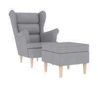 Vidaxl sillón con reposapiés tela gris claro