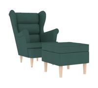 Vidaxl sillón con reposapiés tela verde oscuro