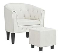 vidaXL Sillón con Taburete Cuero sintético Blanco