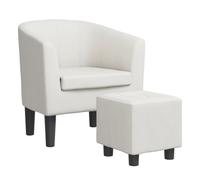 vidaXL Sillón con Taburete Cuero sintético Blanco