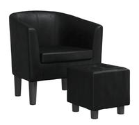 vidaXL Sillón con Taburete Cuero sintético Negro