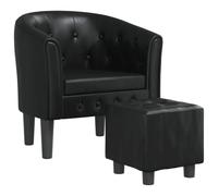 vidaXL Sillón con Taburete Cuero sintético Negro
